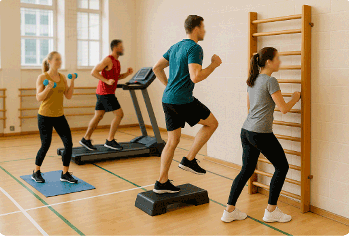 sala gimnastyczna z cwiczacymi 2